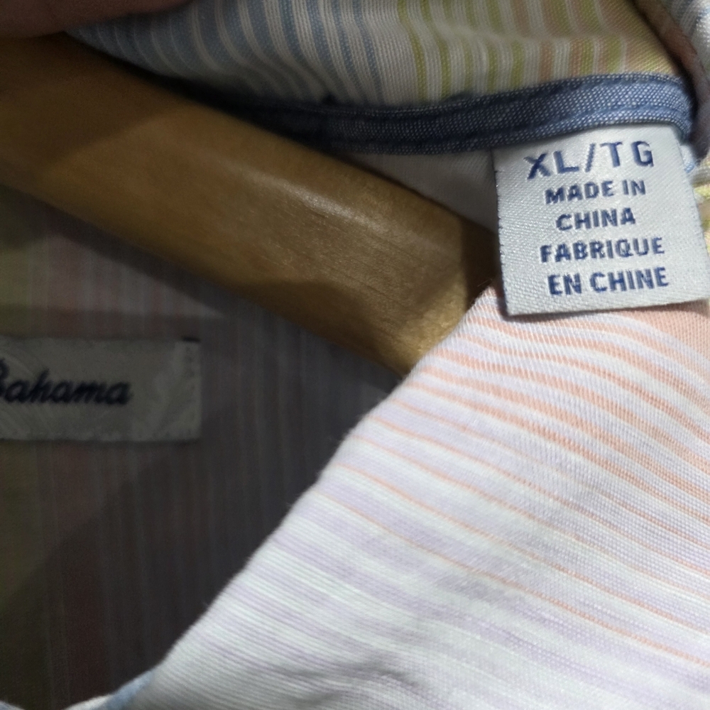 Tommy Bahama Mens Button Down Camp Shirt Short Sleeve Pastel Stripe Size XL. - Picture 7 of 9